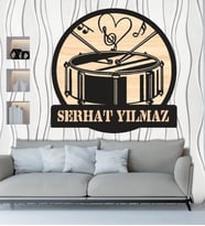 Trampet Davul Müzik Ahşap Duvar tablo