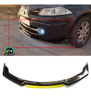 Renault Megane Mk2 Sarı Renkli Şeritli Dilli Ön Lip 4 Prç Parlak Siyah ABS 2002 - 2009