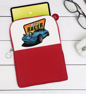 BK Gift Street Racer Tasarımlı Taşınabilir Koruyucu Tablet Kılıfı & Organizer Çanta - Kırmızı-1