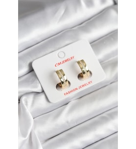 14K Gold Renk Kaplama Zirkon Taşlı Halka Model CM Kadın Küpe - TJ-BKP11410