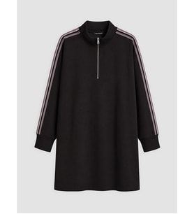 LCW EVERYDAY Siyah Şeritli Soft Touch Kadın Sweatshirt Tunik