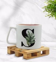 BK Gift Kişiye Özel Baş Harfli Middle Beyaz Kupa Bardak Model 1