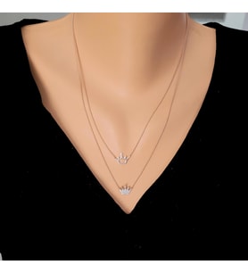 925 Ayar Rose Gümüş Taç 2 Zincir  Kolye