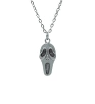 Scream - Çığlık Erkek Kadın Kolye Antik Gümüş Kaplama - 60 cm Düz Zincir