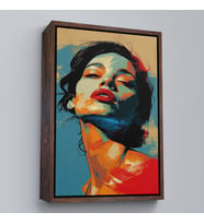 Çerçeveli Pop Art Tarzda Güzel Kadın Tablosu (Altın)
