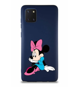 Samsung Galaxy A81 Soft Premier Kapak Minnie Mouse-E Tasarımlı Silikon Kılıf - Lacivert (Şeffaf)