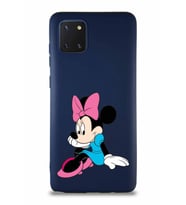 Samsung Galaxy A81 Soft Premier Kapak Minnie Mouse-E Tasarımlı Silikon Kılıf - Lacivert (Şeffaf)
