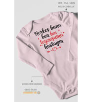 Herkes Bana Ben Teyzeme Hastayım Baskılı Bebek Zıbını – Çıtçıtlı Body 8 Renk  %100 Pamuk Uzun Kol (Bebek Pembesi)