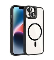 Apple iPhone 13 Uyumlu Kılıf Standlı ve Kamera Lens Hediyeli M-Safe Şarj Özellikli Zore Etro Kapak (Siyah)
