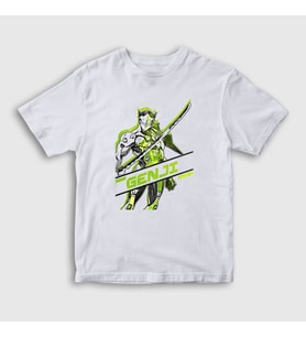 Presmono Unisex Çocuk Beyaz Genji Oyun Overwatch T-Shirt 358508tt