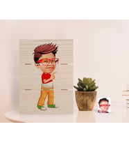 BK Gift Kişiye Özel Erkek Çocuk Karikatürlü Otantik Masaüstü Ahşap Palet Çerçeve-1 (Beyaz)