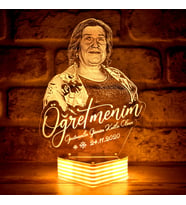 Öğretmenler Günü Hediyesi, Öğretmene Özel Resimli 3D Lamba (Beyaz)