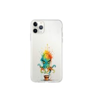 iPhone 11 Pro ile uyumlu Splash ahtapot tasarımlı şeffaf silikon kılıf