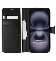 Microsonic Apple iPhone 16 Kılıf Delux Leather Wallet Siyah (Siyah)