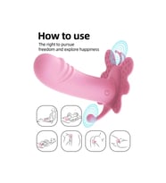 AMANRAYA Klitoris G-Spot ve anl Uyarıcı 3 in 1 Giyilebilir Kelebek Vibratör - Pembe