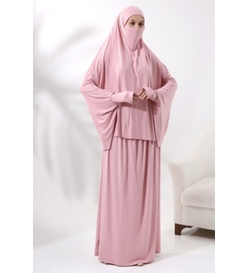 İki Parça Pratik Namaz Elbisesi 8016 Pembe