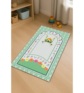 Su Yeşili Harfli Unisex Çocuk Seccadesi CS27