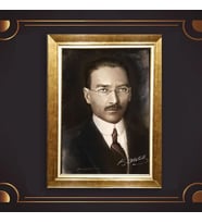 Altın Varaklı Çerçeveli Paspartulu Atatürk Tablo nl02A245 (Gold)