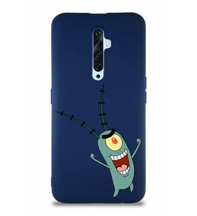 Oppo Reno 2Z Soft Premier Kapak Plankton Tasarımlı Silikon Kılıf - Lacivert (Şeffaf)