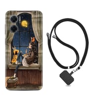 Xiaomi Redmi Note 11E Kılıf Resimli Boyun Askılı İpli Desenli Silikon Dog And Girl 1358