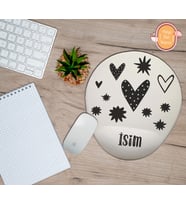 Kişiye Özel Motifli Kalp Temalı Mouse Pad Bilek Destekli
