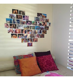 Duvar Dekor Yapışkanlı Kişiye Özel, 50 Adet Fotoğraf  Resim Baskısı, Kalp Kolaj, Kişiselleştirilebilir Duvar Resmi, Hediye, Yatak Çocuk Oturma Odası Salon Dekoru
