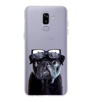 PrintiFy Samsung Galaxy J8 ile Uyumlu 1mm Slim Fit Köpek 3 050f Baskılı Şeffaf  Kılıf