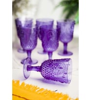 Akrilik Mor 6'lı Kadeh & Su Meşrubat Kahve Yanı Bardağı 450 ml ( Cam Değildir )