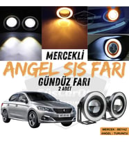 Peugeot 301 2012-2021 Uyumlu Mercekli Angel Sis Farı Metal 76 mm Turuncu Halkalı Gündüz Farı 2 Adet