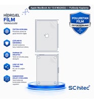 SChitec Apple MacBook Air 13.6 M2(2022) Uyumlu Fullbody Arka Kaplama Hidrojel Koruyucu Film