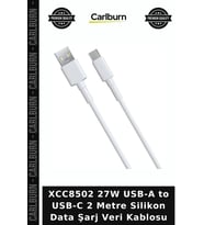 XCC8502 27W USB-A to USB-C 2 Metre Silikon Data Şarj Veri Kablosu Pratik Yedek Parça Seyahat Gereci