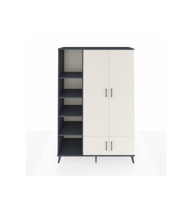 Hyperion Dolap 6 Raflı 4 Kapaklı Tek Askılı 132x44x195 Antrasit-Aytaşı/Antrasit