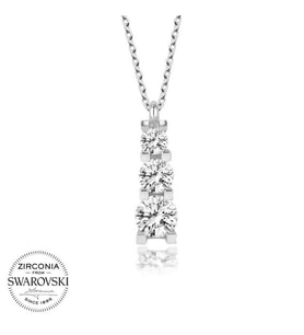 Swarovski Taşlı Gümüş Üçtaş Tektaş Bayan Kolye