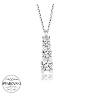 Swarovski Taşlı Gümüş Üçtaş Tektaş Bayan Kolye