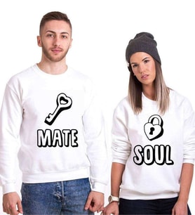 Tshirthane Soul Mate Anahtar Sevgili Kombinleri Sweatshirt Kombini (Tek Ürün Fiyatıdır.)