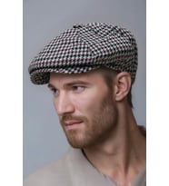 Erkek Kazayağı Kasket Şapka – Siyah Bordo Desenli Retro Flat Cap