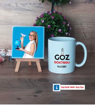 Göz Doktoru Fotoğraflı Dekoratif Taş, Kupa Bardak Beyaz Hediye (Model 1)