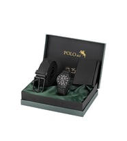 Polo Air Erkek Kol Saati Esnek Kemer Mıknatıslı Cüzdan Kombin Set Siyah Renk PL-7032E1