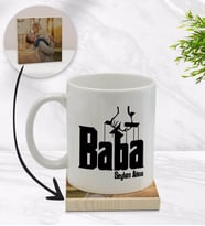 BK Gift Kişiye Özel Baba Godfather Tasarımlı Beyaz Kupa Bardak ve Ahşap Bardak Altlığı Hediye Seti - Model 5