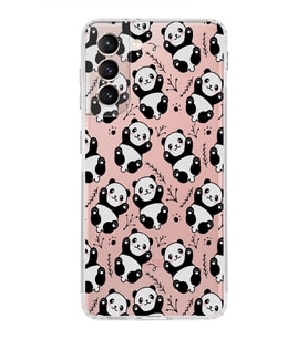 Samsung Galaxy S21  Kamera Korumalı Kapak Panda Tasarımlı  Şeffaf  Kılıf
