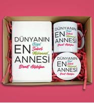 Anneler Gününe Özel İsim Baskılı Ajanda Kupa Bardak ve Bardak Altlığı Seti 5