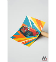 Klasik Kırmızı Roadster Pop Art, Çerçevesiz Yüksek Kalite Duvar Afişi - Oto Severlere