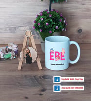 Ebe Kupa Bardak Beyaz ve Fotoğraflı Ahşap Anahtarlık Hediye (Model 1)