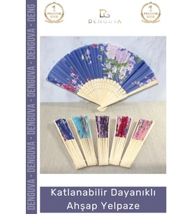 #Yelpaze Çiçek Desenli Doğal Estetik Şık Ergonomik Modern Katlanabilir Dayanıklı Ahşap Yelpaze