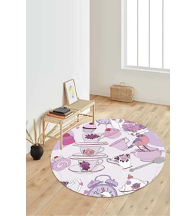 Dijital Baskılı Kaymaz Taban Yıkanabilir Yuvarlak Salon Halısı Koridor Halısı Paspas NDY-HT-1104 (Çok Renkli)