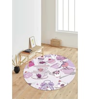 Dijital Baskılı Kaymaz Taban Yıkanabilir Yuvarlak Salon Halısı Koridor Halısı Paspas NDY-HT-1104 (Çok Renkli)