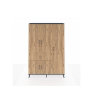Arges Dolap 7 Raflı 5 Kapaklı Tek Askılı 132x30x195 Antrasit-Çam/Aytaşı