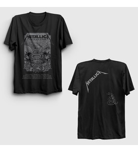 Presmono Unisex Siyah The Black Album Metallica Sırt Baskılı T-Shirt 518047tt