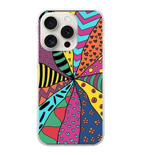 PrintiFy Apple  iPhone 15 Pro ile Uyumlu 1mm Slim Fit Retro Renkler 4 Baskılı Şeffaf  Kılıf