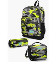 Coral High Kids Siyah Gri Kamuflaj Desenli 3’lü Okul Çanta Seti SET0123117